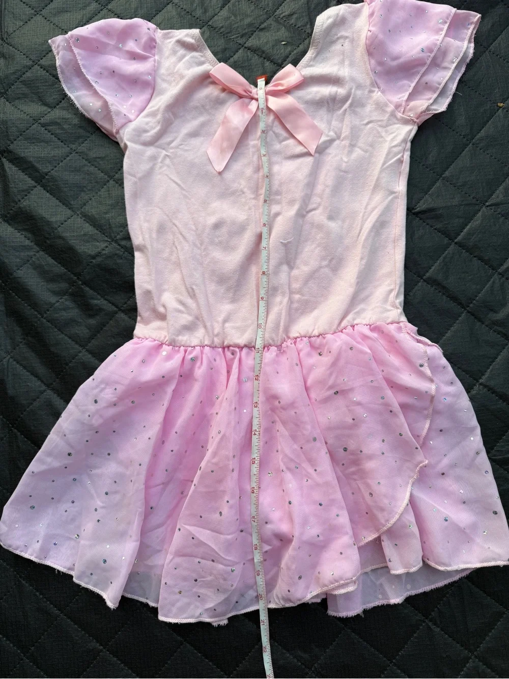 Girls' Pink Sparkle Ballet Dress with Bow